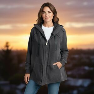 New With Tags DG2 Diane Gilman Downtime Knit Flex FlutterBack Hoodie/Jacket Med
